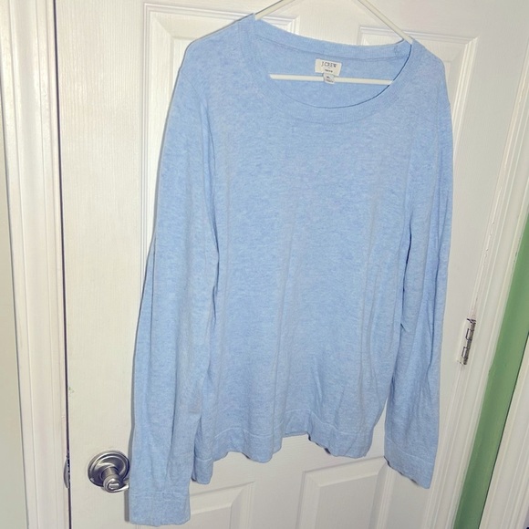 J. Crew Women Teddie Sweater X-Large Blue Preppy Coquette Wool Cotton Crewneck - Picture 2 of 13